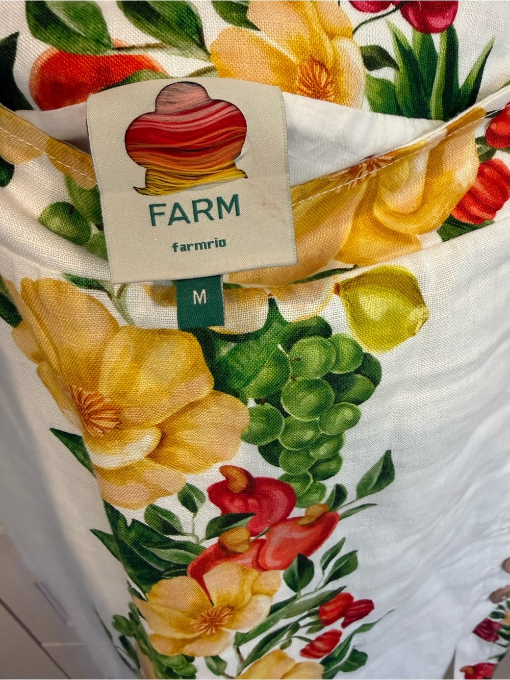 FARM Rio White Midi Skirt with Yellow & Green Floral Stripe - Picture 2 of 2